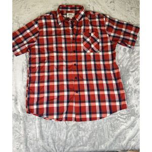 ECKO UNLTD Button-Up Shirt Mens 3XB Short Sleeve Plaid‎ Red Black White